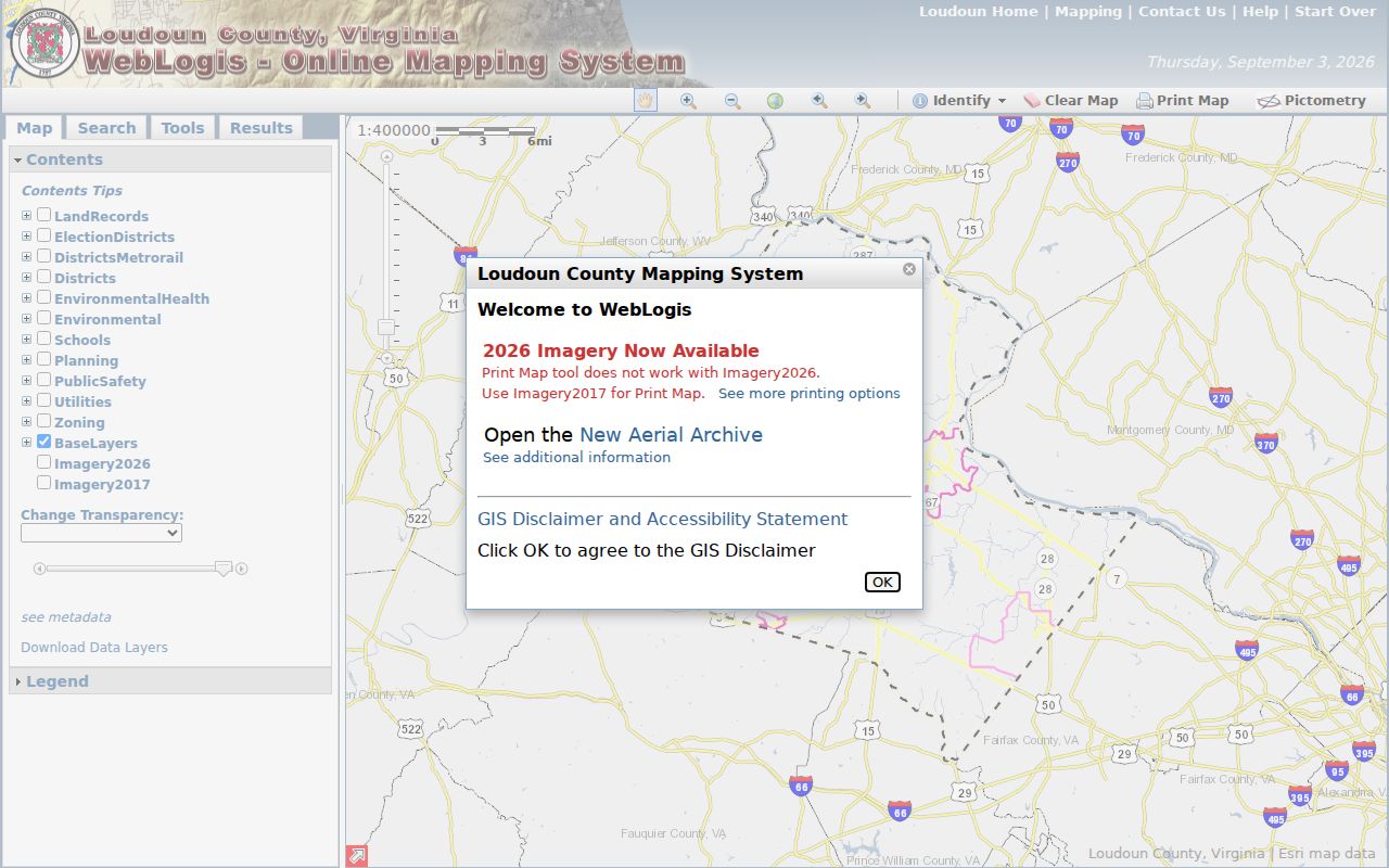 Loudoun County street directory WebLogis parcel viewer